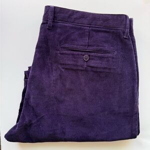 J.Crew 36x32 Men's Purple Corduroy Pants- single pleat front 100% cotton
